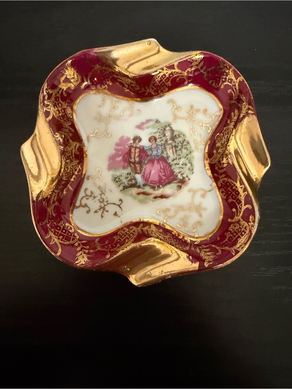 Vintage Mid-Century Japan Courting Couple Porcelain Ash Tray / Trinket Dish (3)